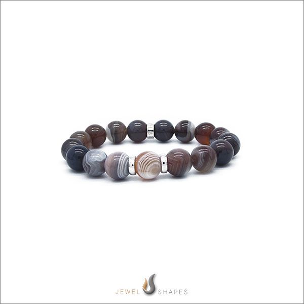 10mm_Stone_Beaded_Bracelets_With_Botswana_Agate_At_ Jewel_Shapes