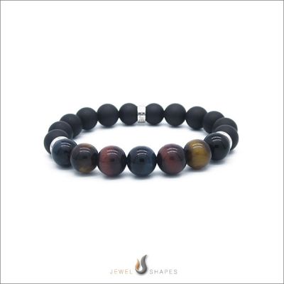 Mixed Tiger Eye - Onyx Stretch Bracelet