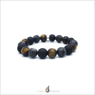 Larvikite-Tiger Eye-Onyx Stretch Bracelet