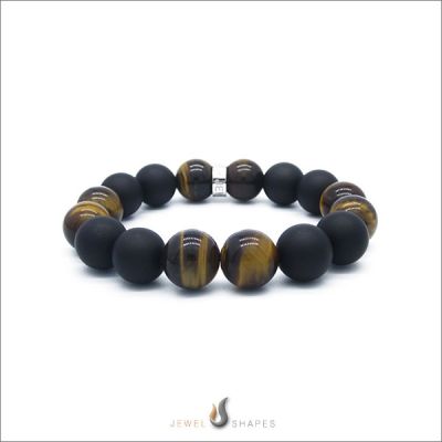 Yellow Tiger Eye-Onyx Stretch Bracelet