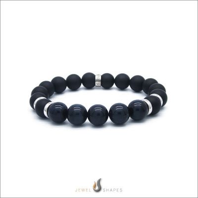 Blue Tiger Eye - Onyx Stretch Bracelet