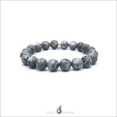 Silver Crazy Lace Agate Stretch Bracelet
